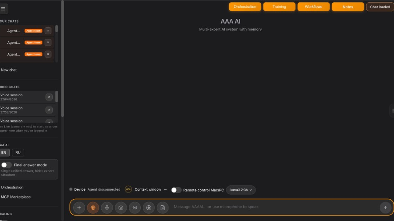Zanqira chat sidebar with Your Chats, video sessions, and navigation